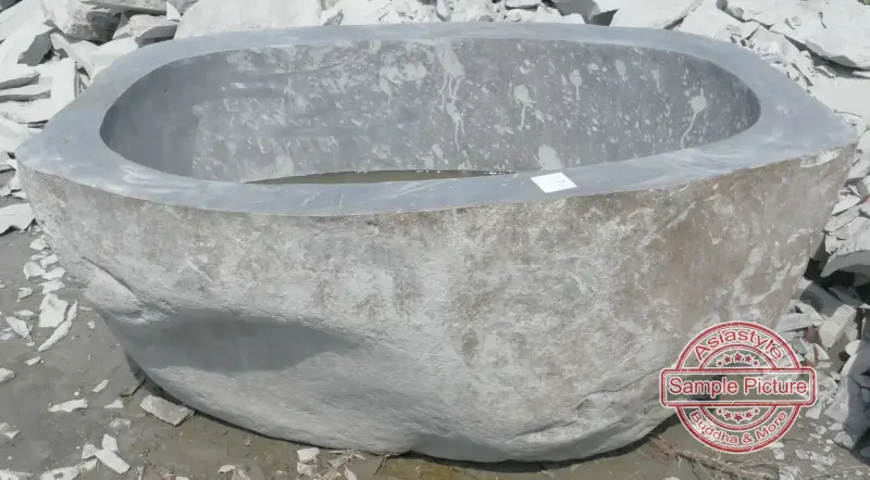 Product image 3 of the product “Riverstone basin, natural surface, polished inside. Dia approx 101-110. Height 61-70 ”